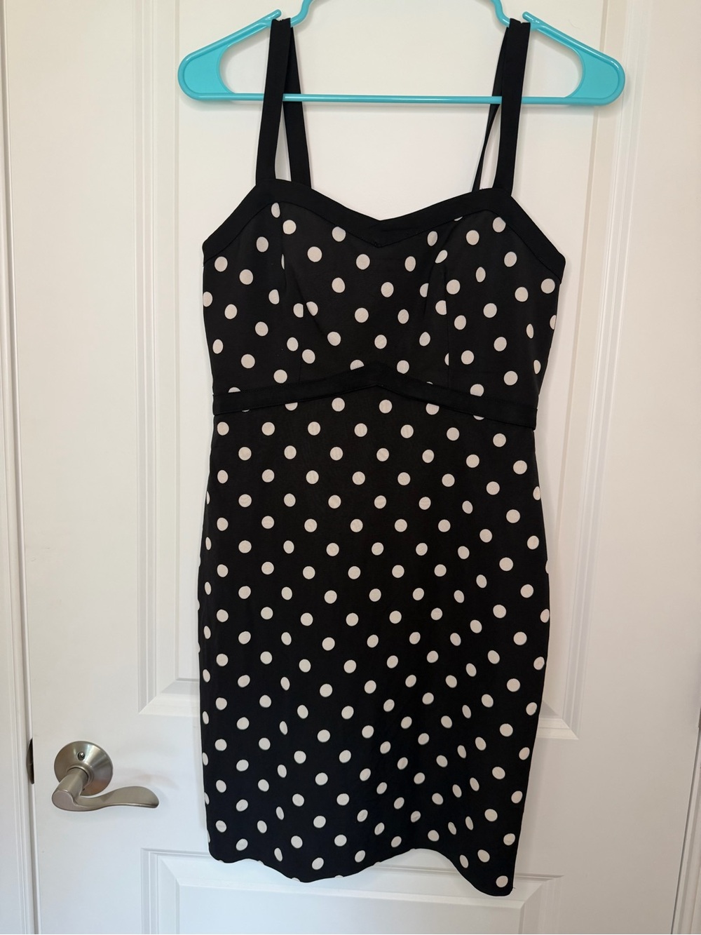 J. Crew Black Dress with White Polka Dots